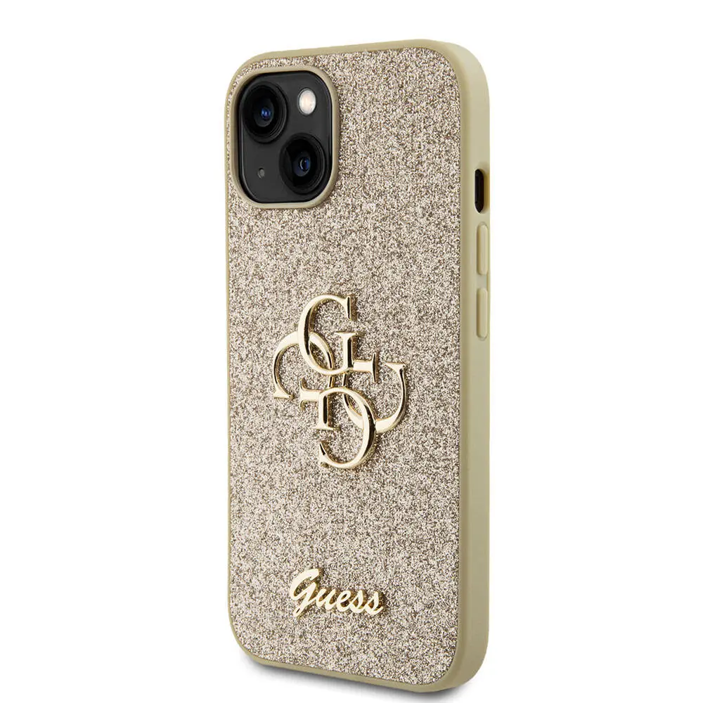iPhone 15 Uyumlu Glitter Kılıf - Guess 4G Büyük Metal Logo