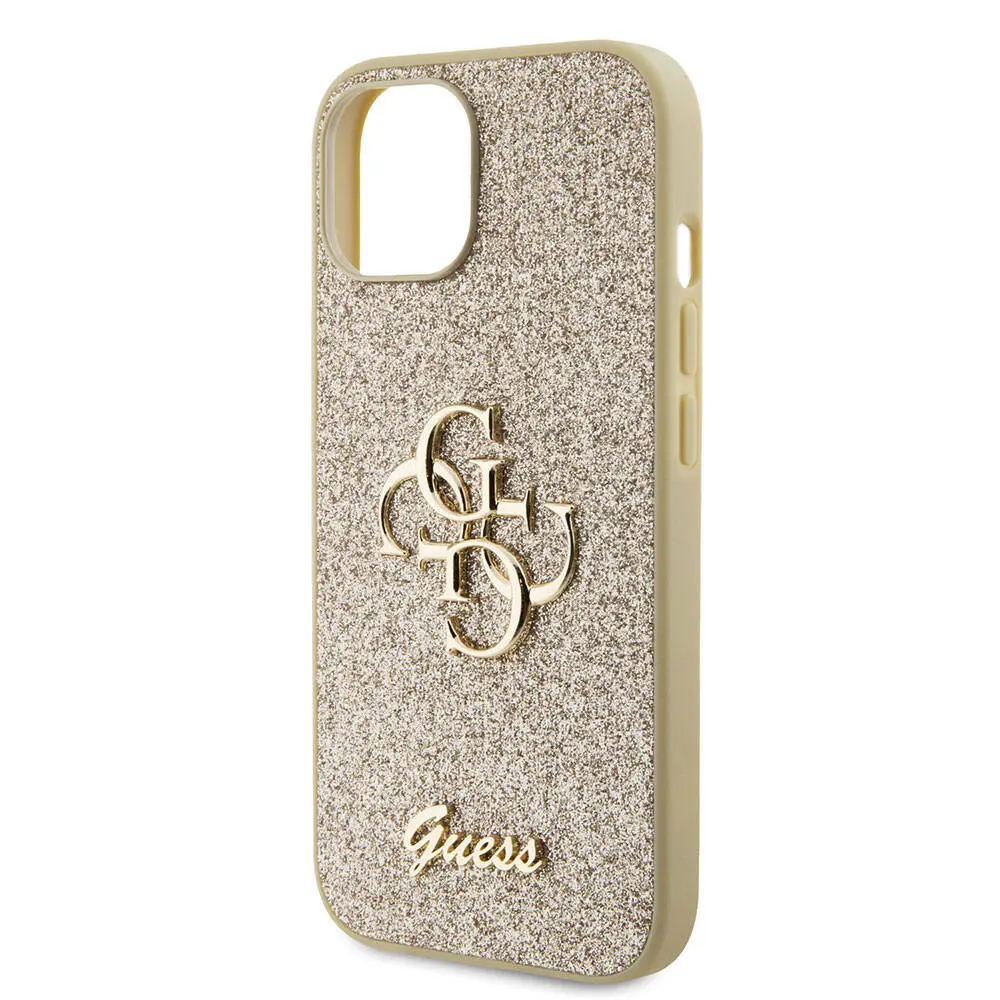 iPhone 15 Uyumlu Glitter Kılıf - Guess 4G Büyük Metal Logo