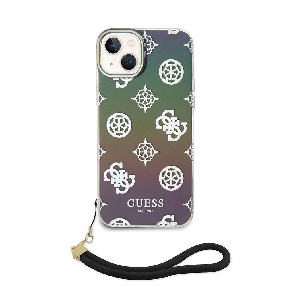 iPhone 15 Holografik Glitter Kılıf - Guess Peony Lisanslı