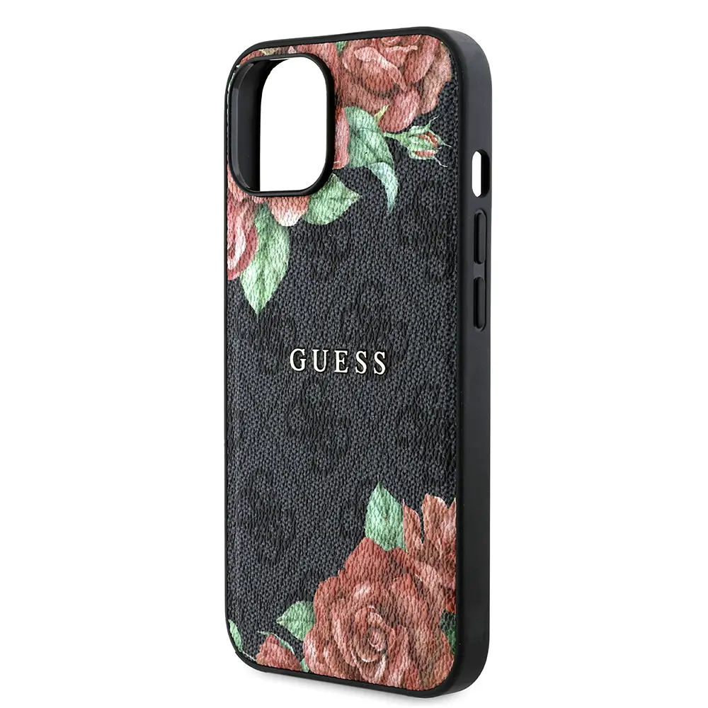 iPhone 15 MagSafe Uyumlu Gül Baskılı Kılıf - Guess 4G Logolu
