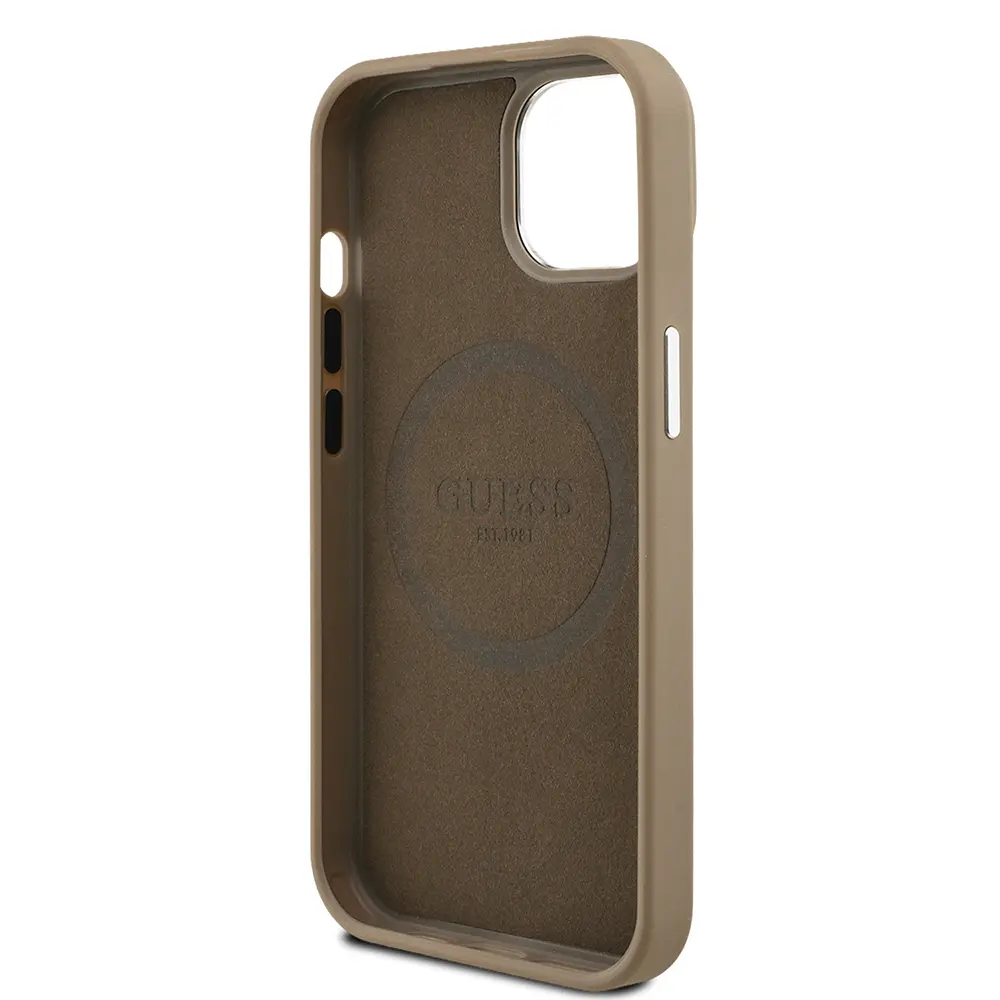 iPhone 15 MagSafe Uyumlu Grained Triangle Kılıf - Guess