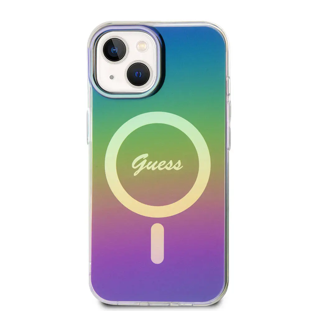iPhone 15 MagSafe Uyumlu Iridescent Kılıf - Guess Yazı Logolu