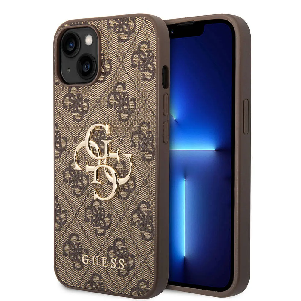 iPhone 15 PU Deri Desenli Kılıf, 4G Metal Logo - Guess