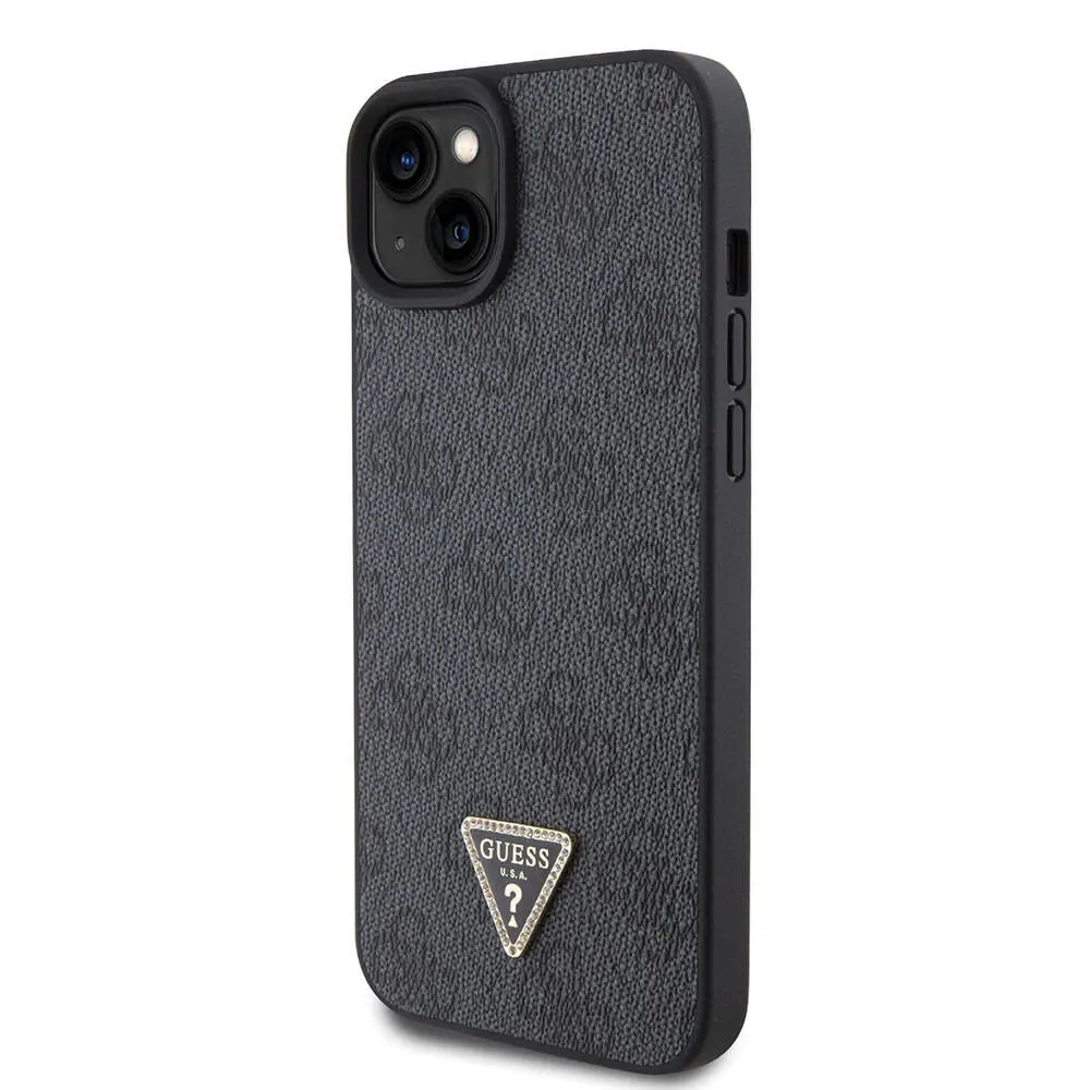 iPhone 15 Askılı Taşlı Kılıf - Guess Lisanslı PU Deri