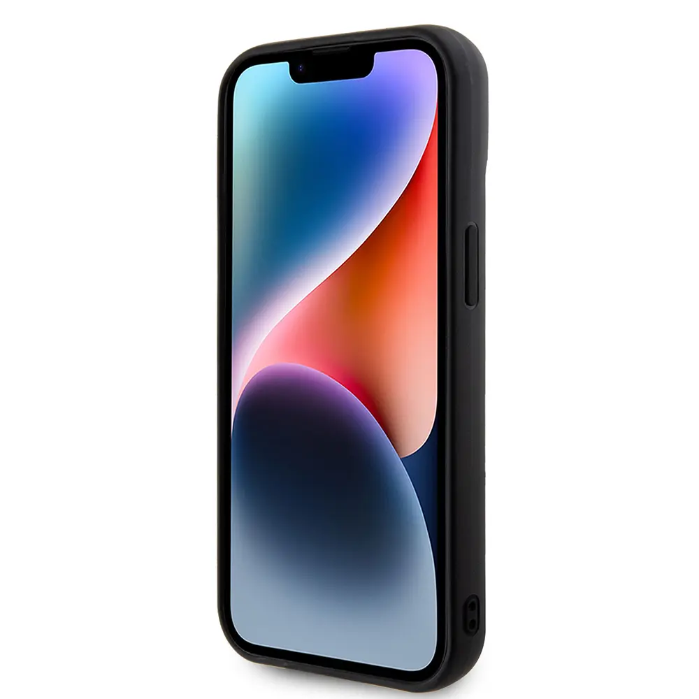 iPhone 15 PU Deri Kapitone Kılıf, Metal Yazı Logolu - Guess