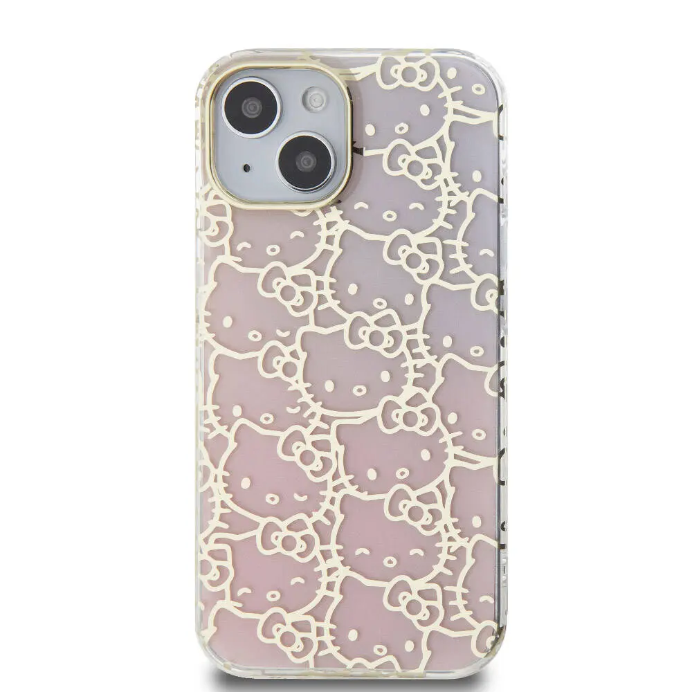 iPhone 15 Lisanslı Hello Kitty Renk Geçişli Kılıf - Pembe