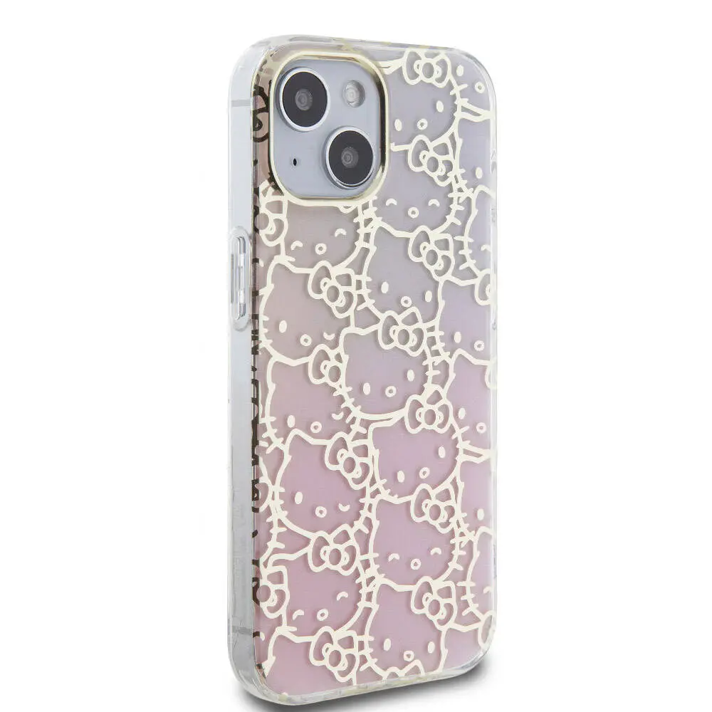 iPhone 15 Lisanslı Hello Kitty Renk Geçişli Kılıf - Pembe