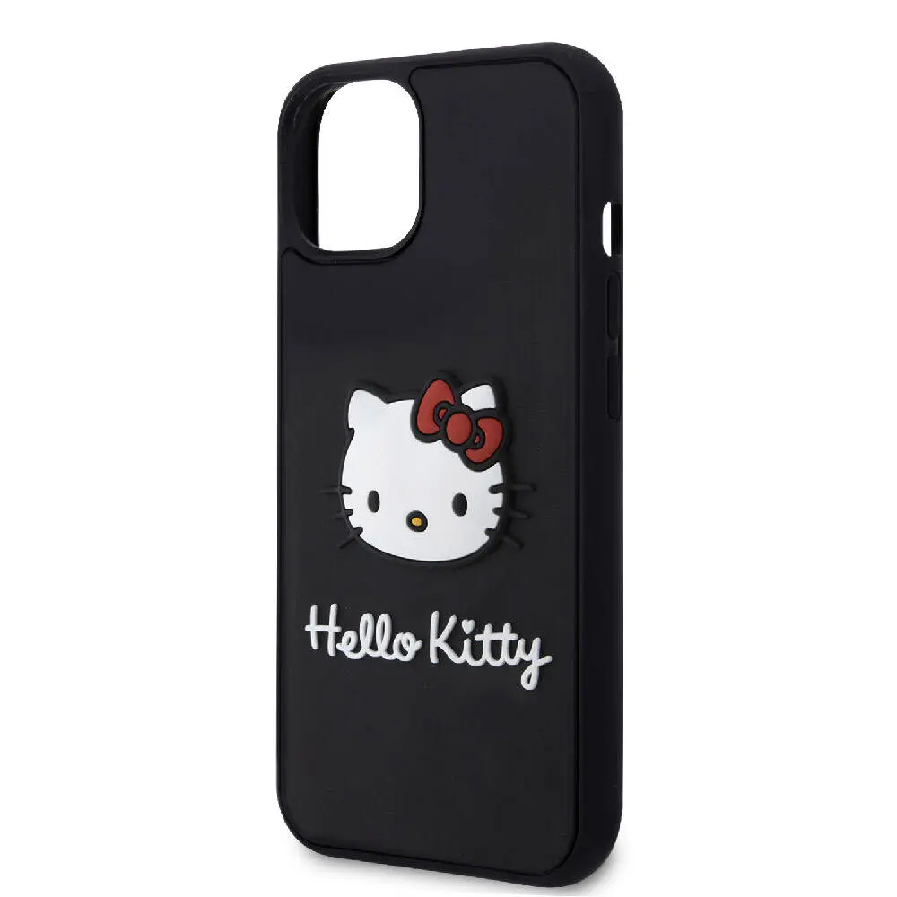 iPhone 15 Hello Kitty Lisanslı Kılıf, Siyah 3D Tasarım