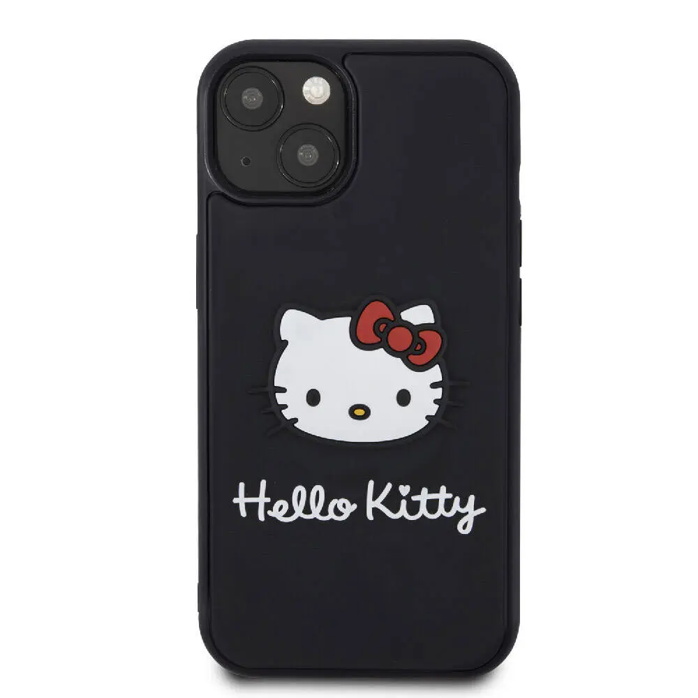 iPhone 15 Hello Kitty Lisanslı Kılıf, Siyah 3D Tasarım