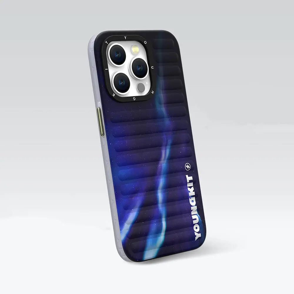 iPhone 15 Kuzey Işıkları Desenli Kılıf - Youngkit Aurora Serisi