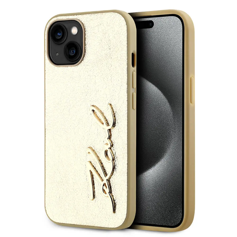 iPhone 15 Kılıf, 3D KL Yazılı Tüylü Arka Yüzey - Karl Lagerfeld