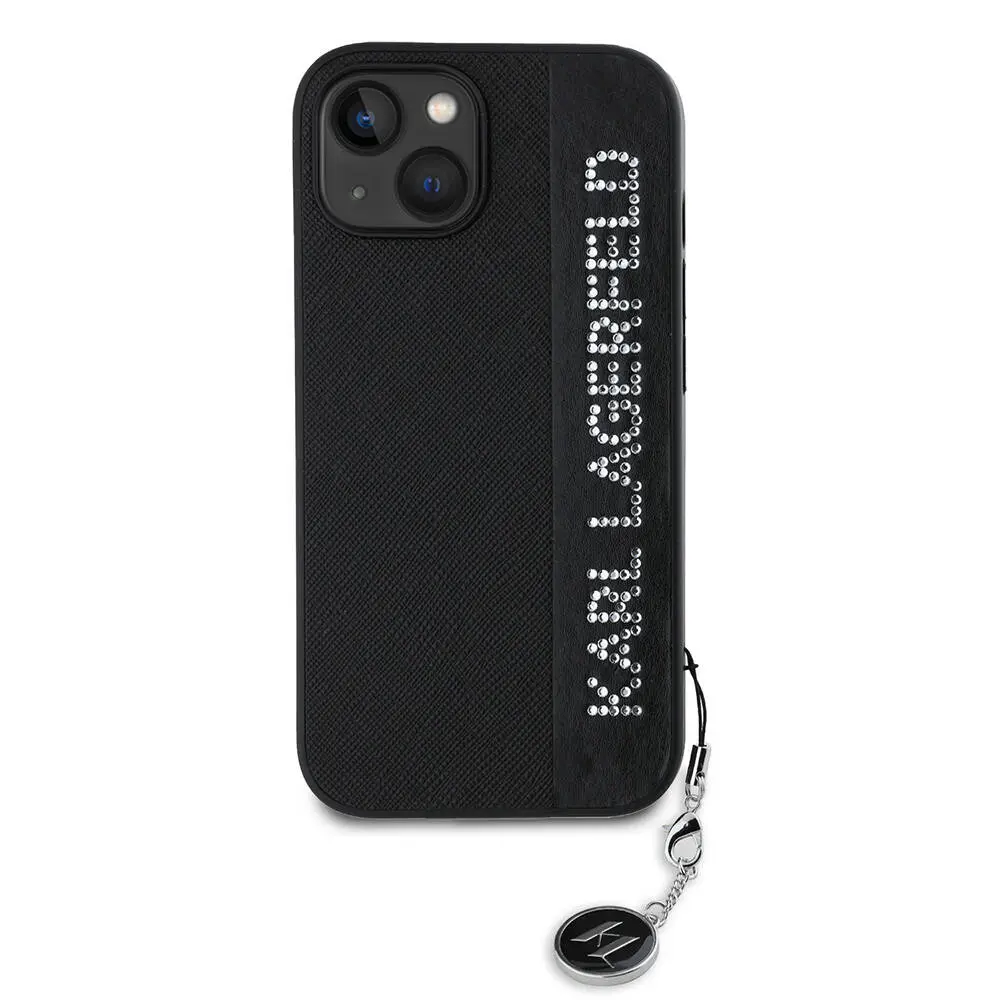 iPhone 15 Uyumlu Taşlı Saffiano Kılıf - Karl Lagerfeld Anahtarlıklı