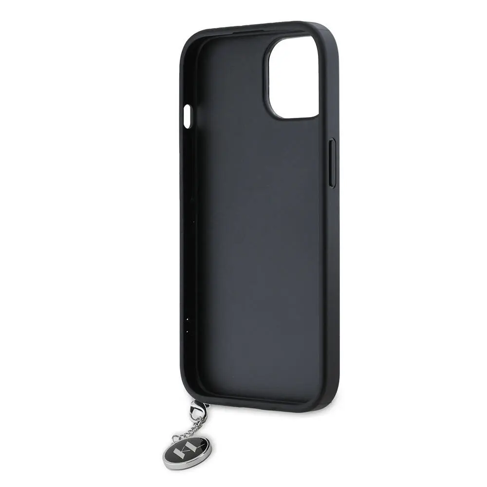 iPhone 15 Uyumlu Taşlı Saffiano Kılıf - Karl Lagerfeld Anahtarlıklı