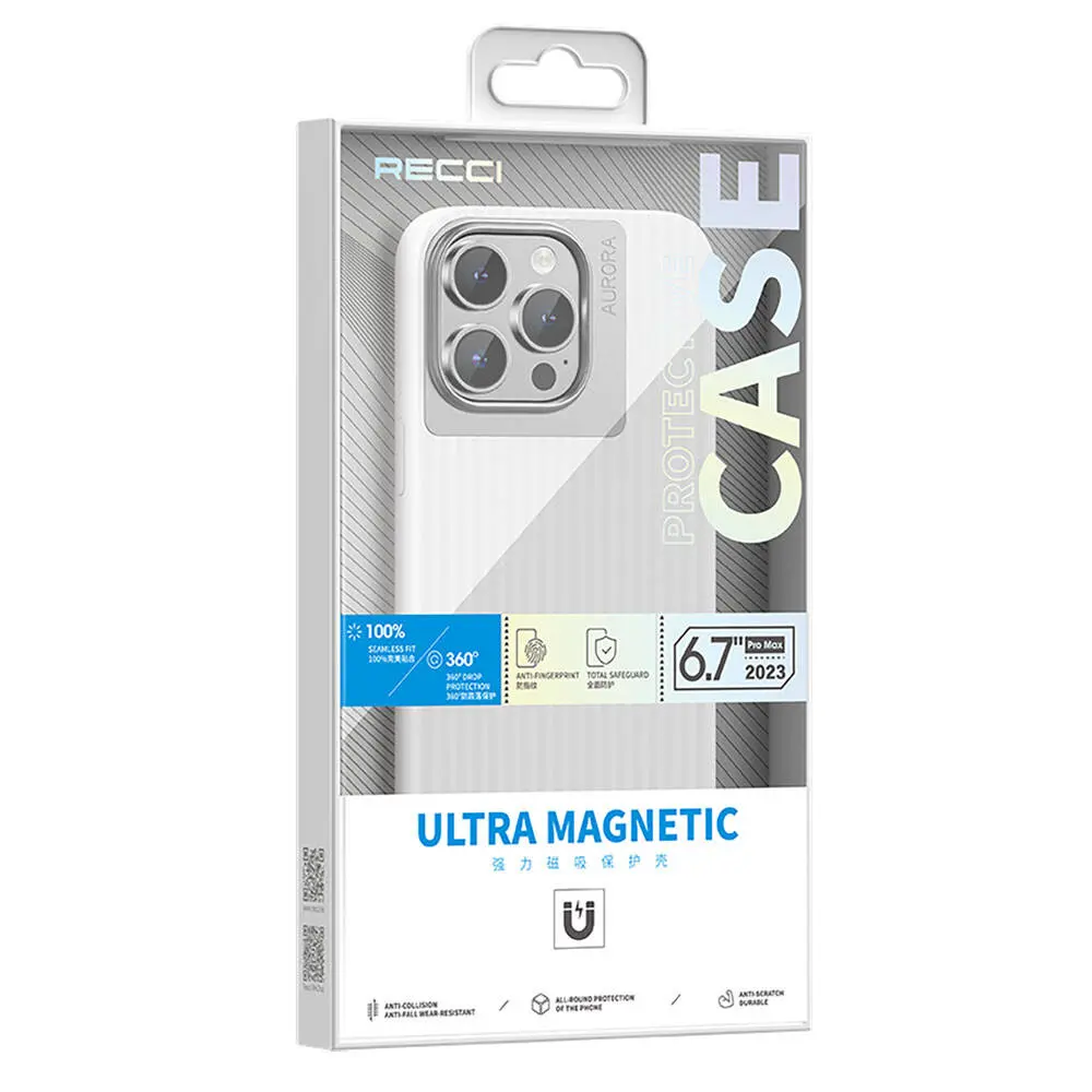 iPhone 15 MagSafe Uyumlu Şeffaf Kılıf - Recci Aurora