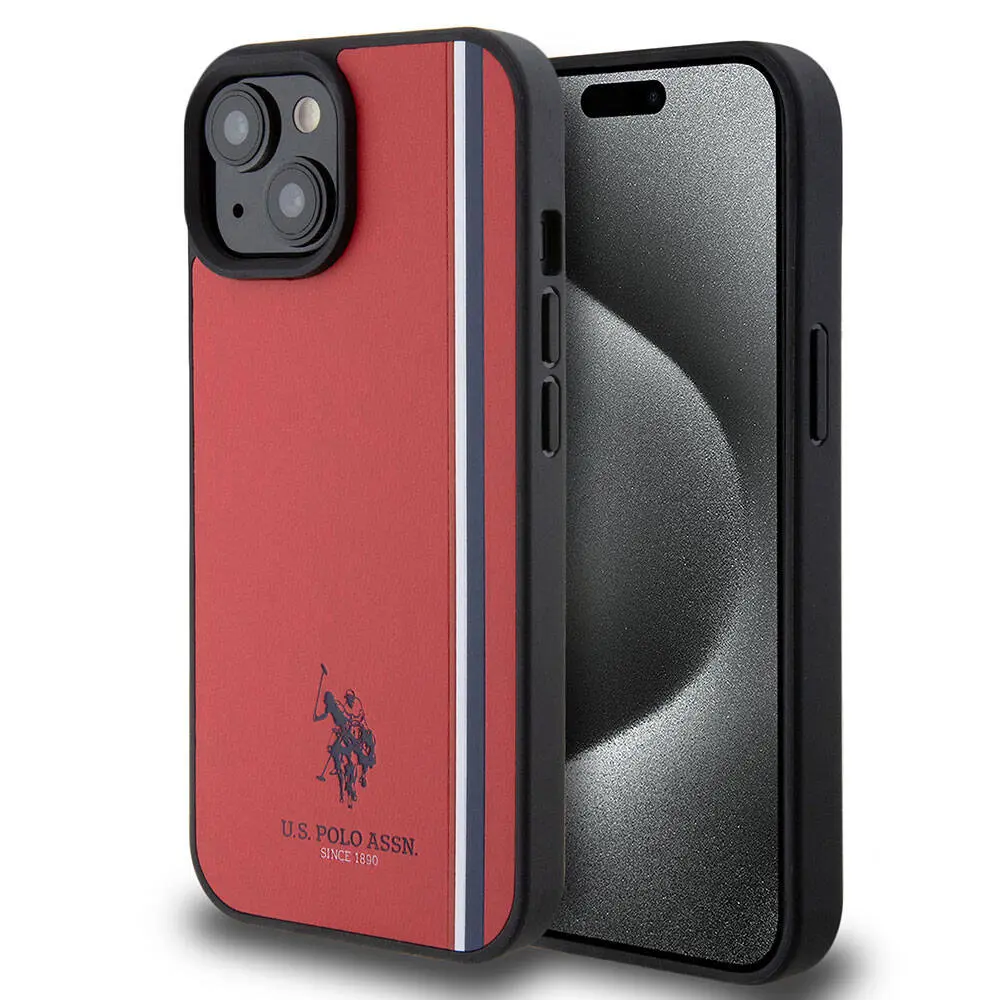 iPhone 15 Kılıf, Üç Renk Şerit Tasarımlı Lisanslı Kapak - U.S. Polo Assn.