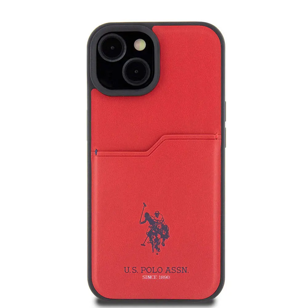 iPhone 15 Kartlıklı PU Kılıf - U.S. Polo Assn. Lisanslı Baskı Logolu