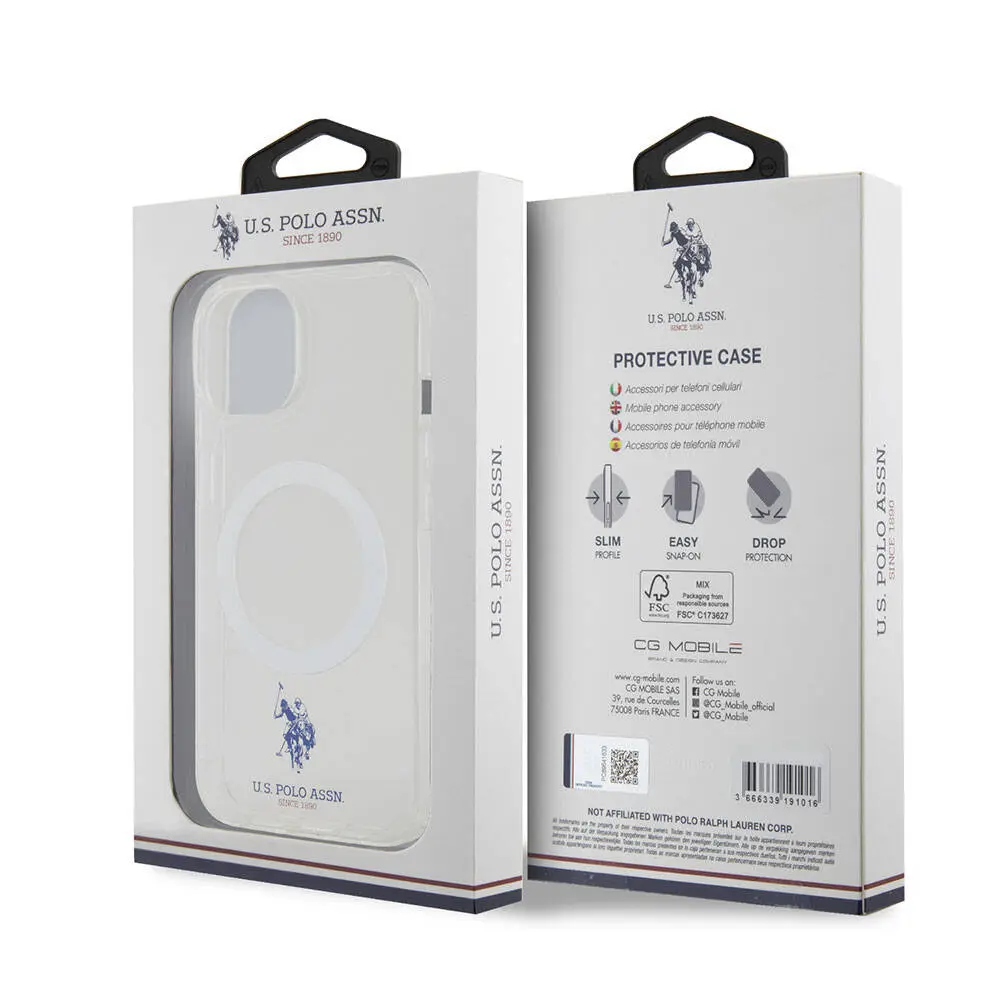 iPhone 15 MagSafe Uyumlu Şeffaf Kılıf - U.S. Polo Assn. Lisanslı