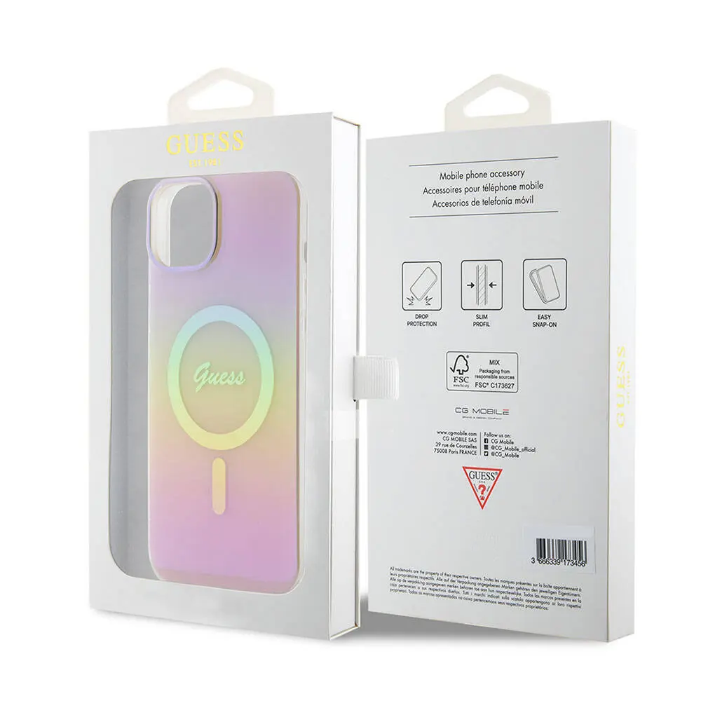 iPhone 15 Plus MagSafe Uyumlu Kılıf - Guess Iridescent Logolu