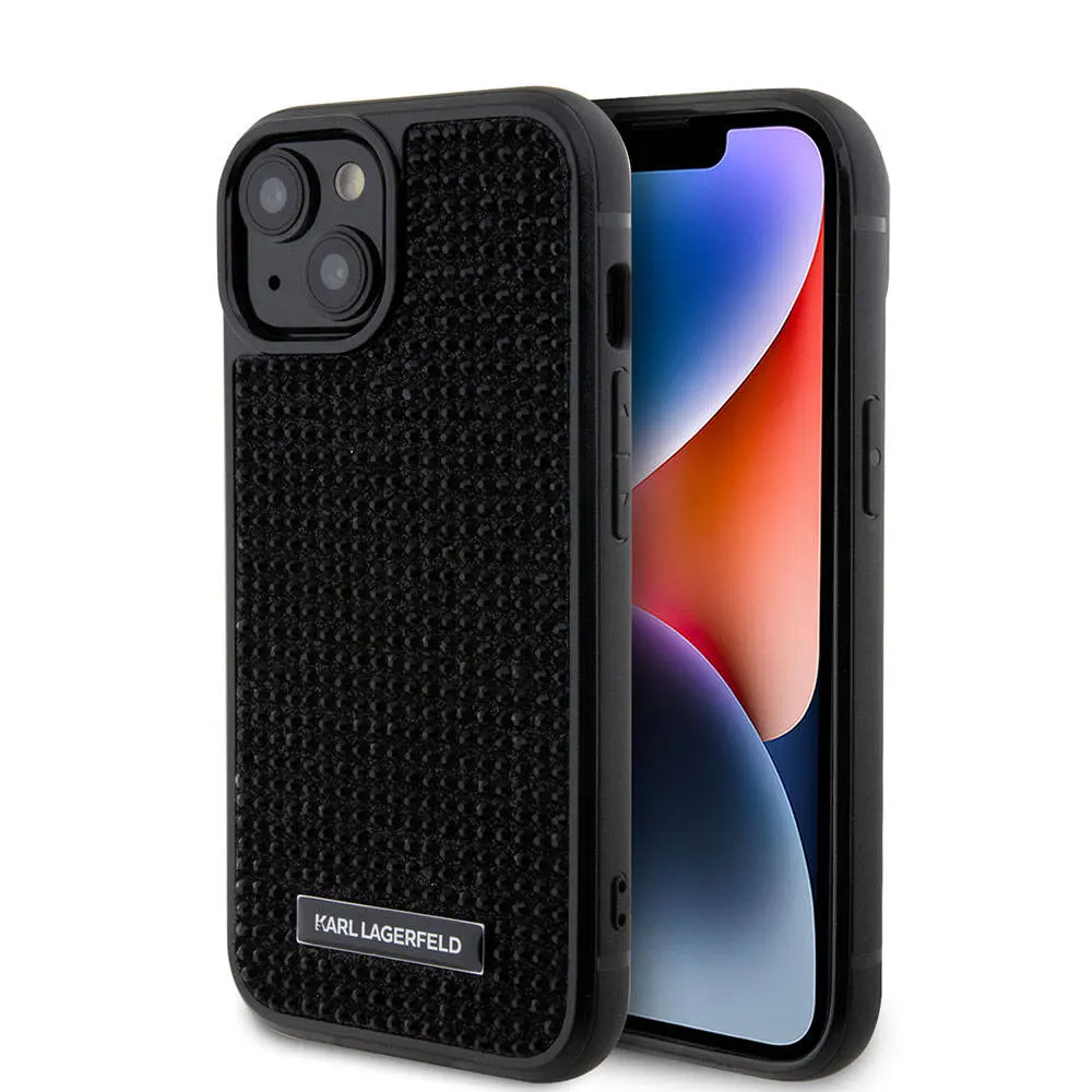 iPhone 15 Plus Taşlı Metal Logo Kılıf - Karl Lagerfeld Lisanslı