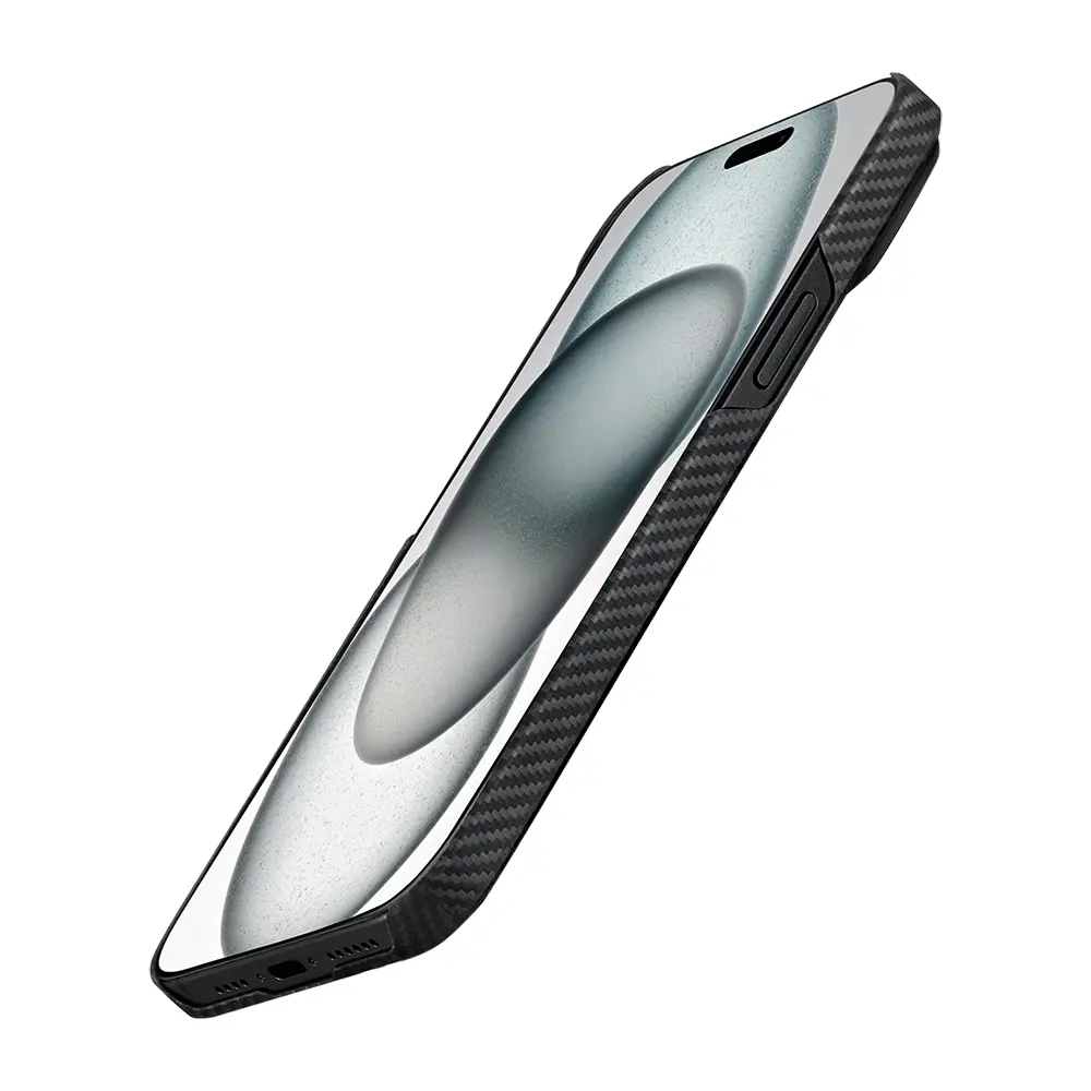 iPhone 15 Plus MagSafe Uyumlu Aramid Fiber Kılıf - Pitaka Ultra-Slim Classic