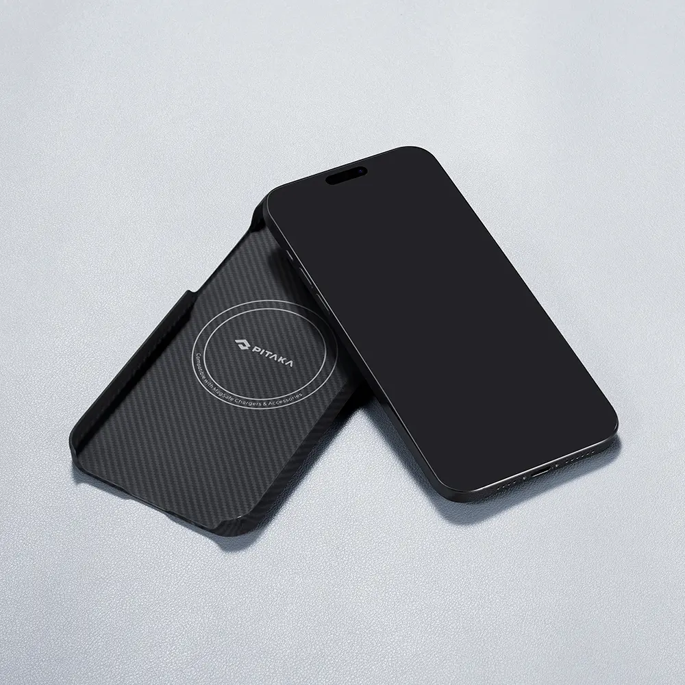 iPhone 15 Plus MagSafe Uyumlu Aramid Fiber Kılıf - Pitaka Ultra-Slim Classic