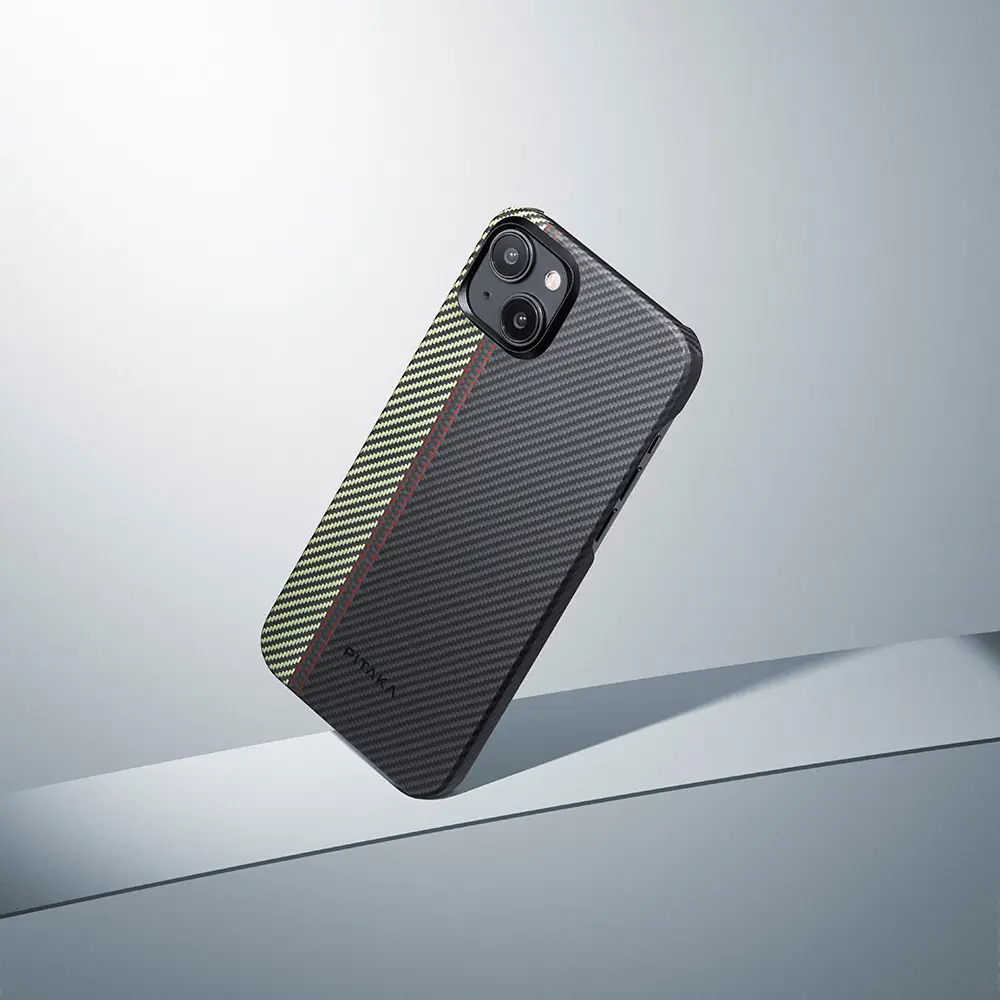 iPhone 15 Plus MagSafe Uyumlu Aramid Fiber Kılıf - Pitaka Tactile Woven Orchestra Overture