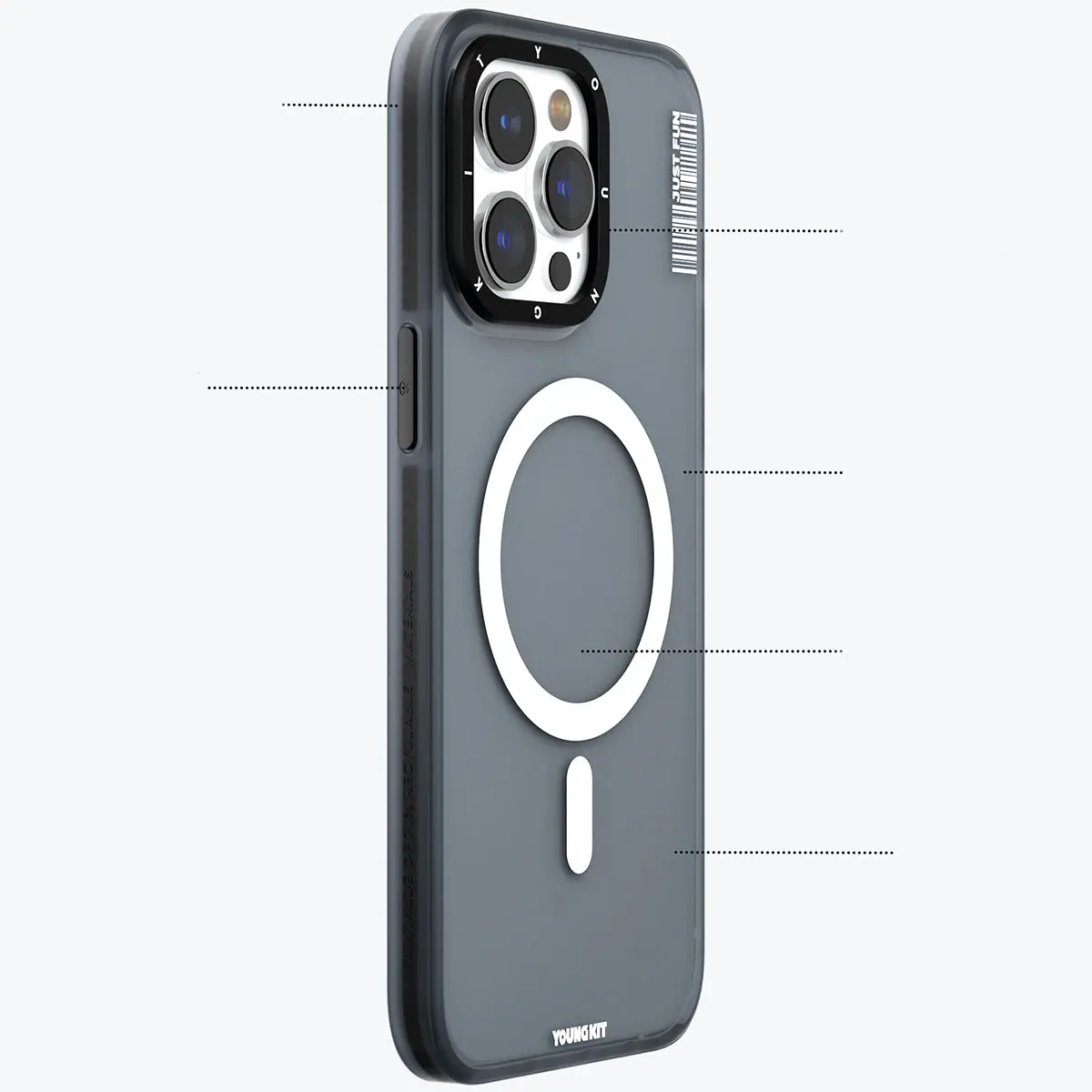 iPhone 15 Plus MagSafe Uyumlu Şeffaf Kılıf - Youngkit Colored Sand