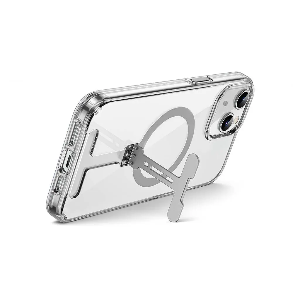 iPhone 15 Plus MagSafe Uyumlu Şeffaf Kılıf, Metal Standlı - Wiwu FYY-014