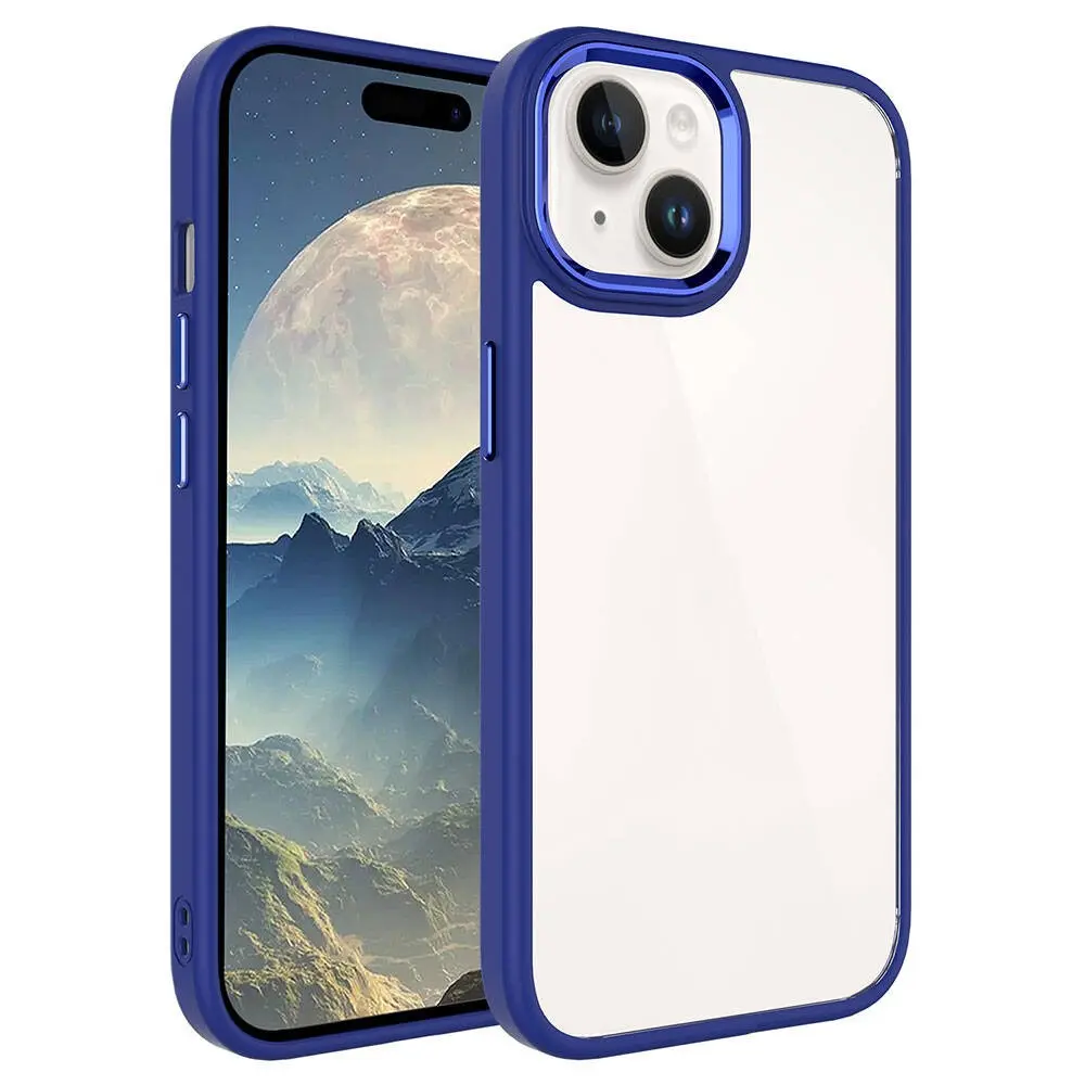 iPhone 15 Plus Şeffaf Arka Yüzeyli Kılıf - Zore Krom Kapak