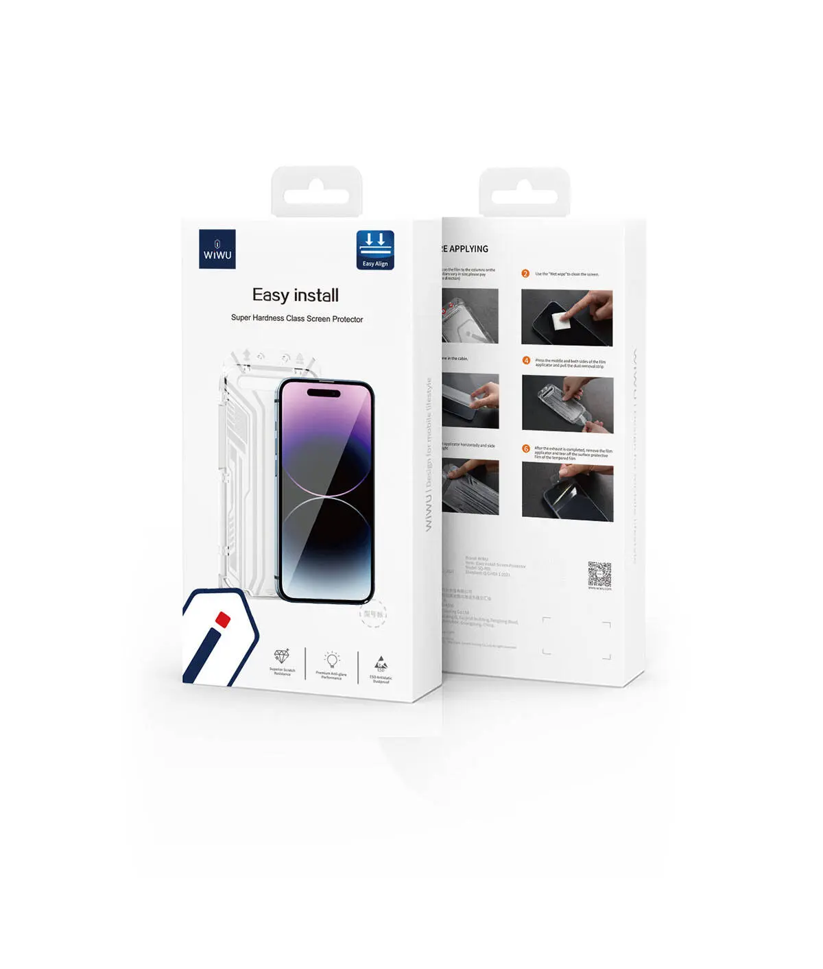 iPhone 15 Plus Ekran Koruyucu, Yerleştirici Aparatlı - Wiwu SQ-005
