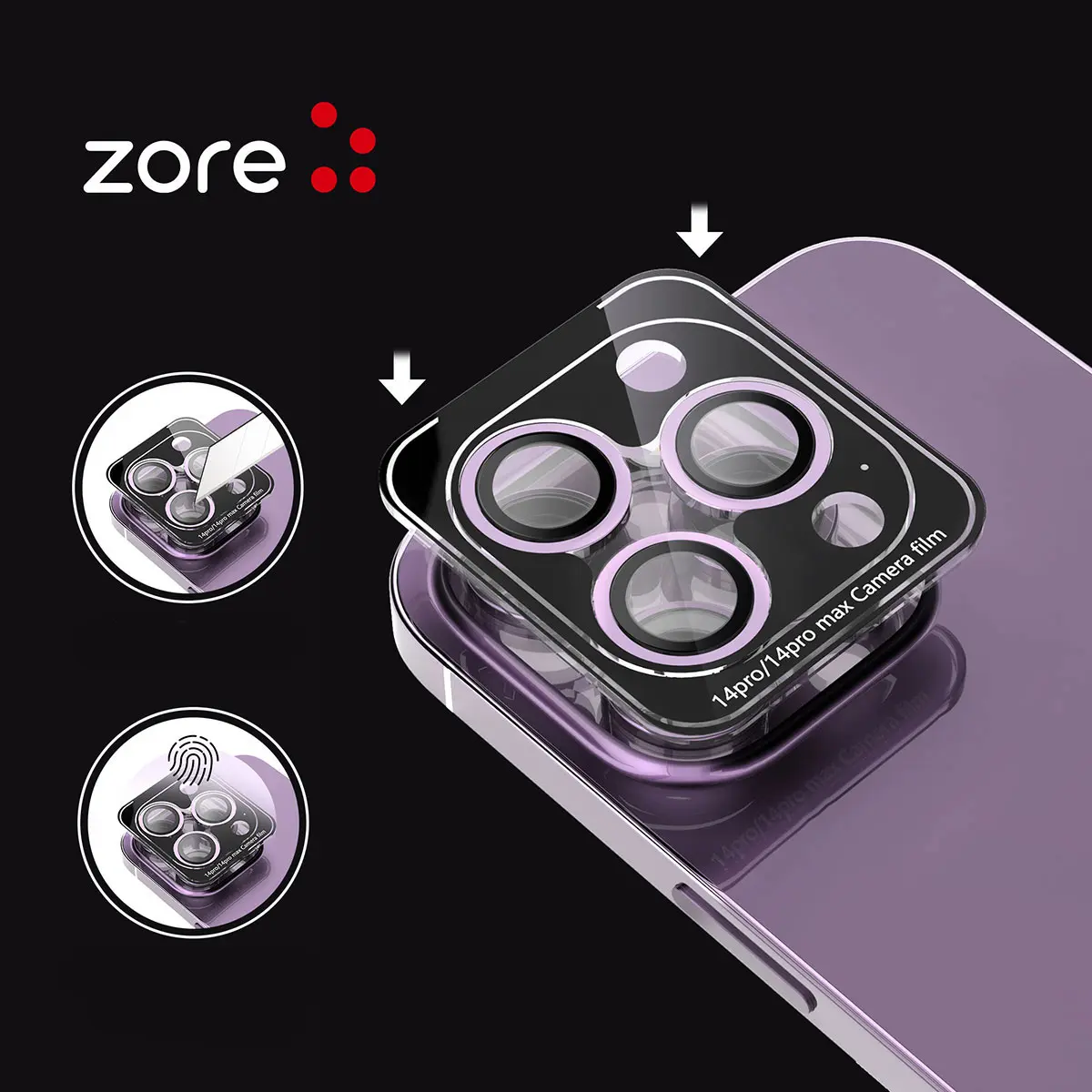 iPhone 15 Plus Safir Kamera Lens Koruyucu, Parmak İzi Bırakmayan - Zore CL-12