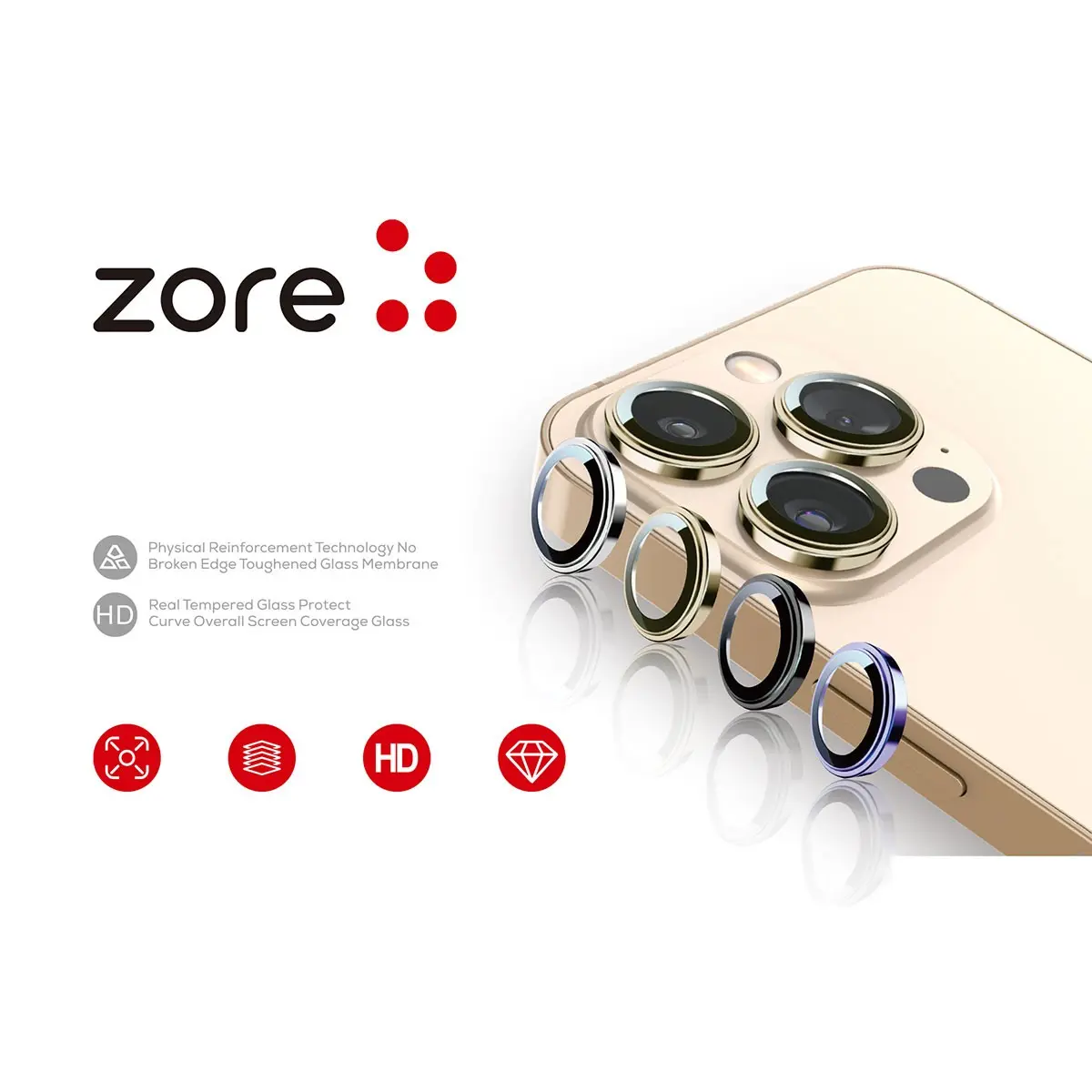 iPhone 15 Plus Safir Kamera Lens Koruyucu, Parmak İzi Bırakmayan - Zore CL-12