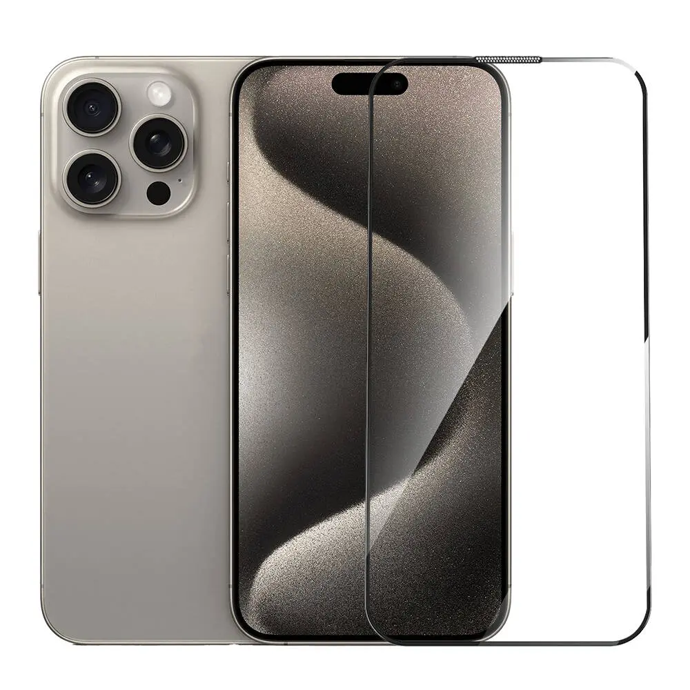 iPhone 15 Pro Temperli Cam Ekran Koruyucu, Kolay Uygulama Aparatlı - Wiwu SQ-008