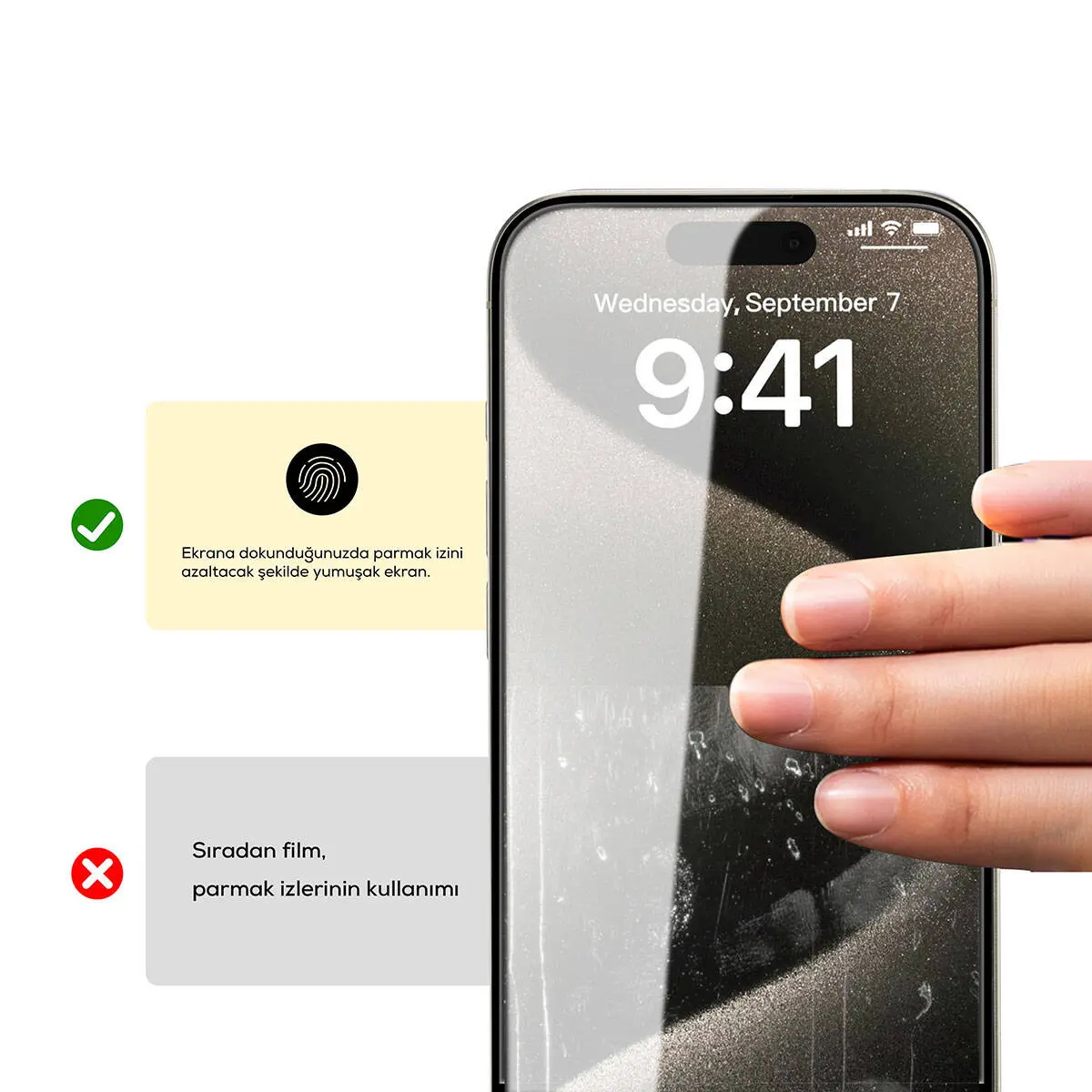 iPhone 15 Pro Gizlilik Filtreli Temperli Cam Ekran Koruyucu - Zore Rika