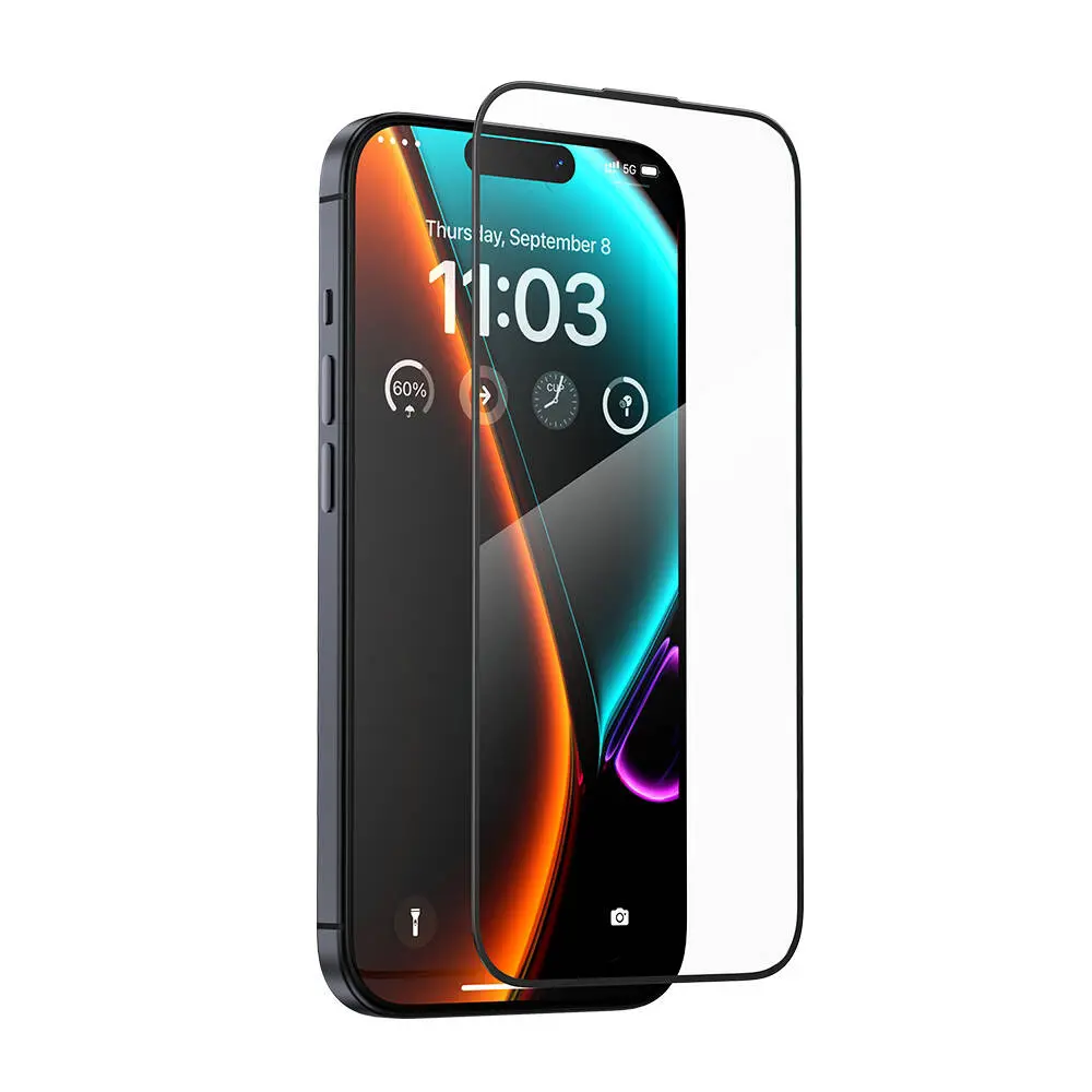 iPhone 15 Pro Temperli Cam Ekran Koruyucu, Uygulama Aparatlı - Benks Glass Warrior HD