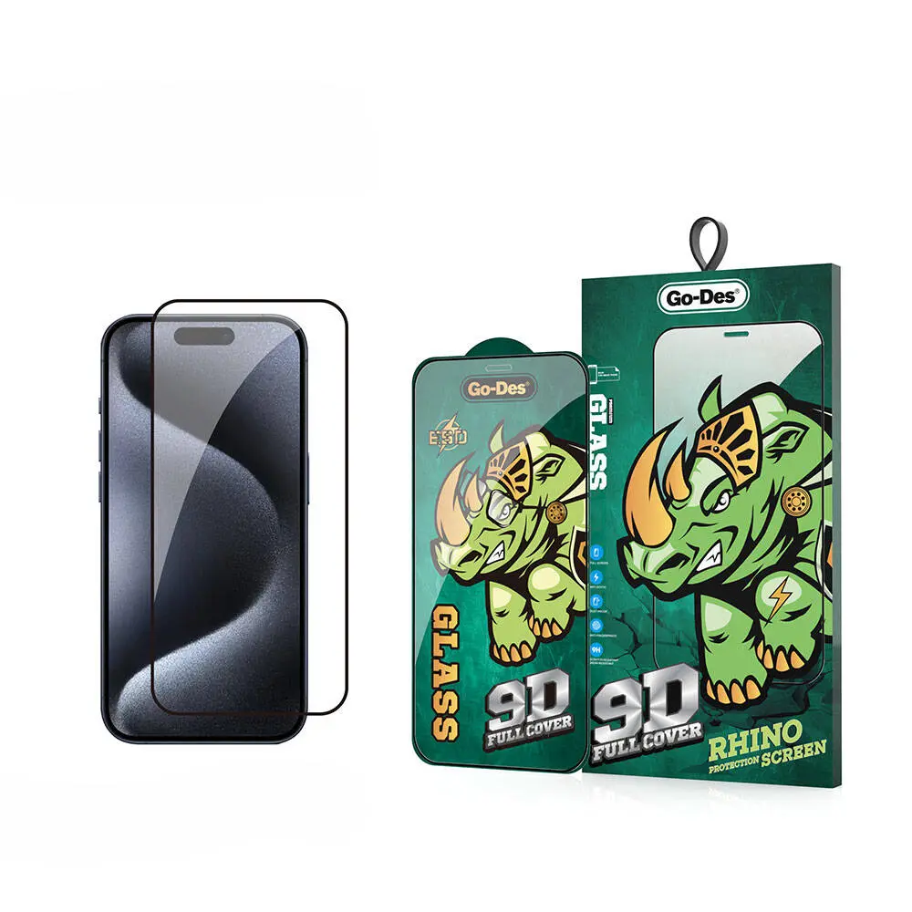 iPhone 15 Pro Full Cover Temperli Cam Ekran Koruyucu - Go Des 9D