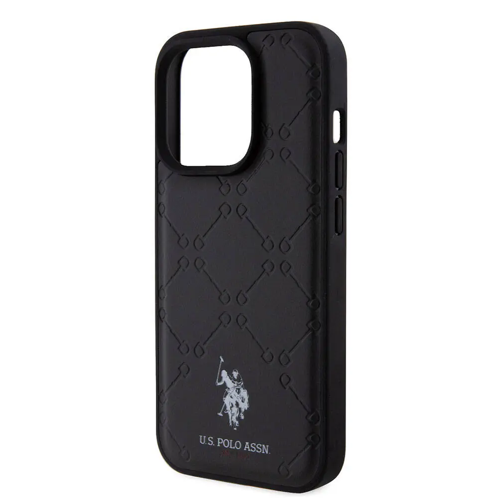 iPhone 15 Pro Suni Deri Kılıf, Lisanslı Desenli - U.S. Polo Assn.