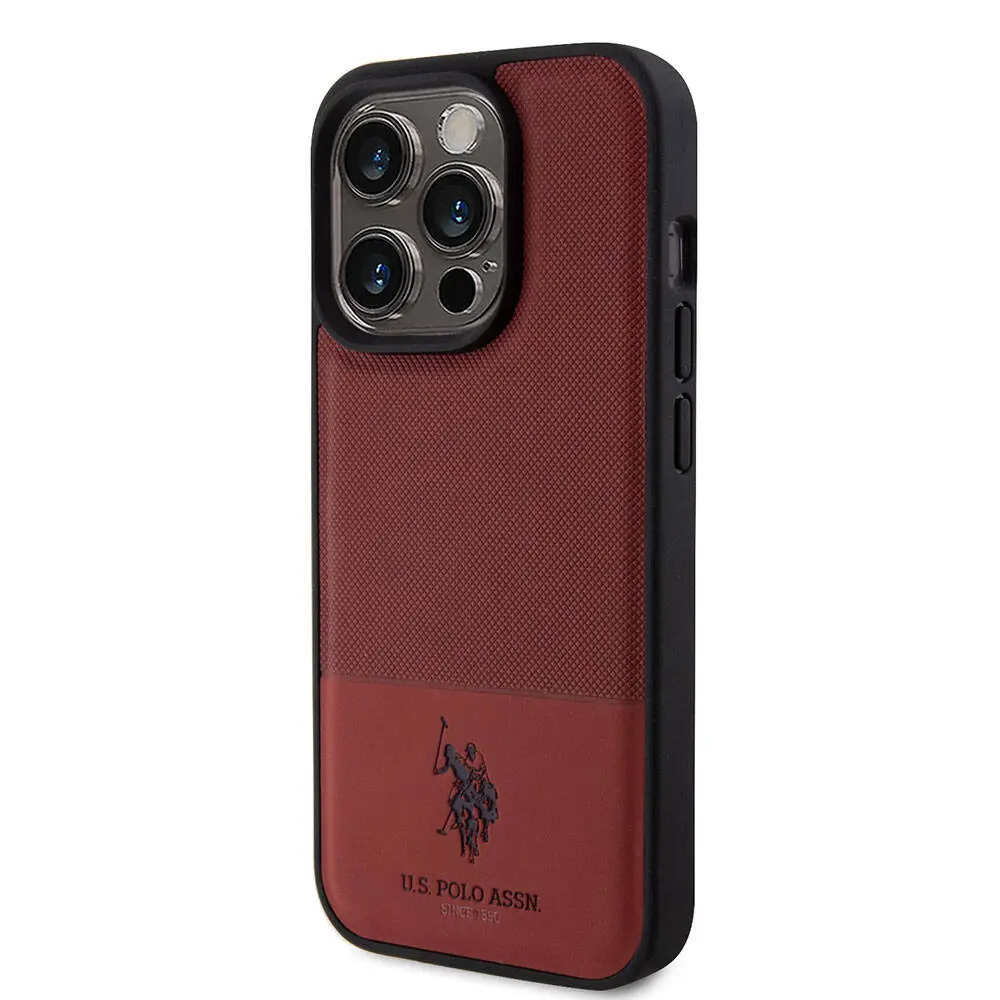 iPhone 15 Pro Suni Deri Örgü Desenli Lisanslı Kılıf - U.S. Polo Assn.