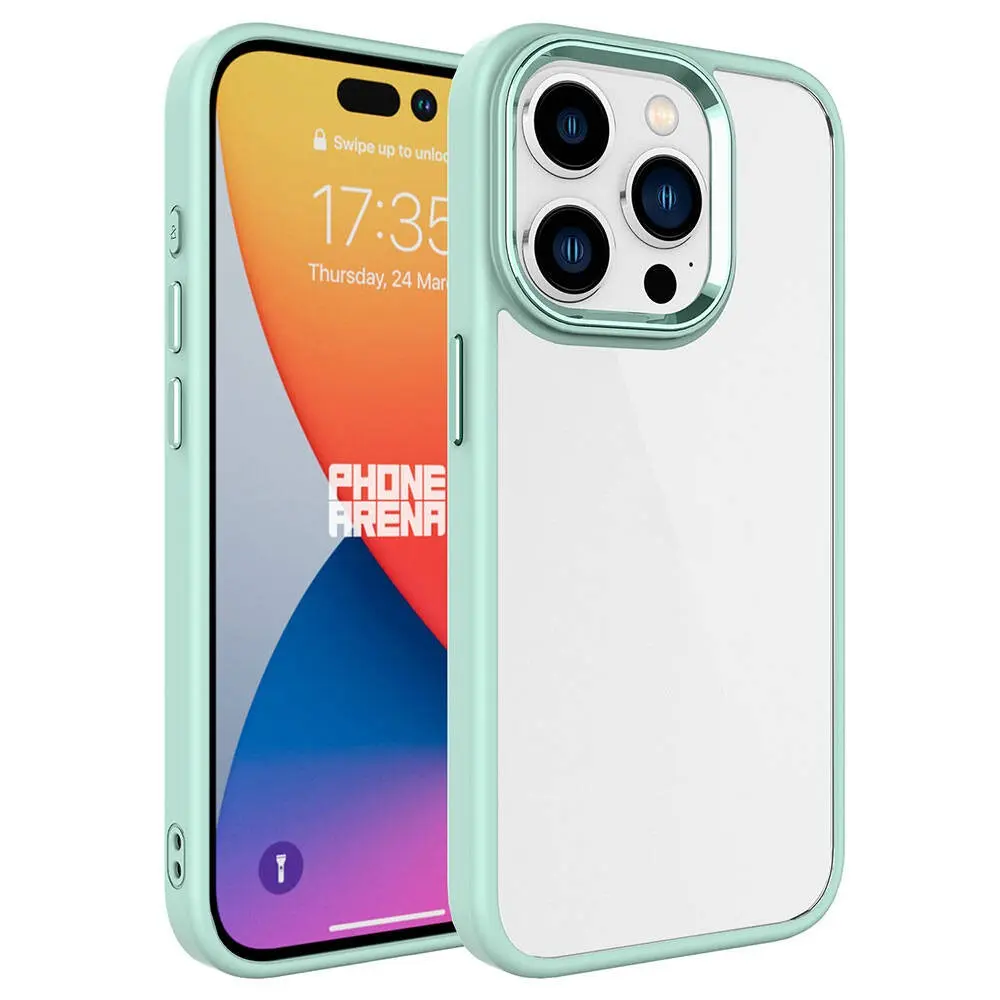 iPhone 15 Pro Şeffaf Arka Yüzeyli Kılıf - Zore Krom Kapak