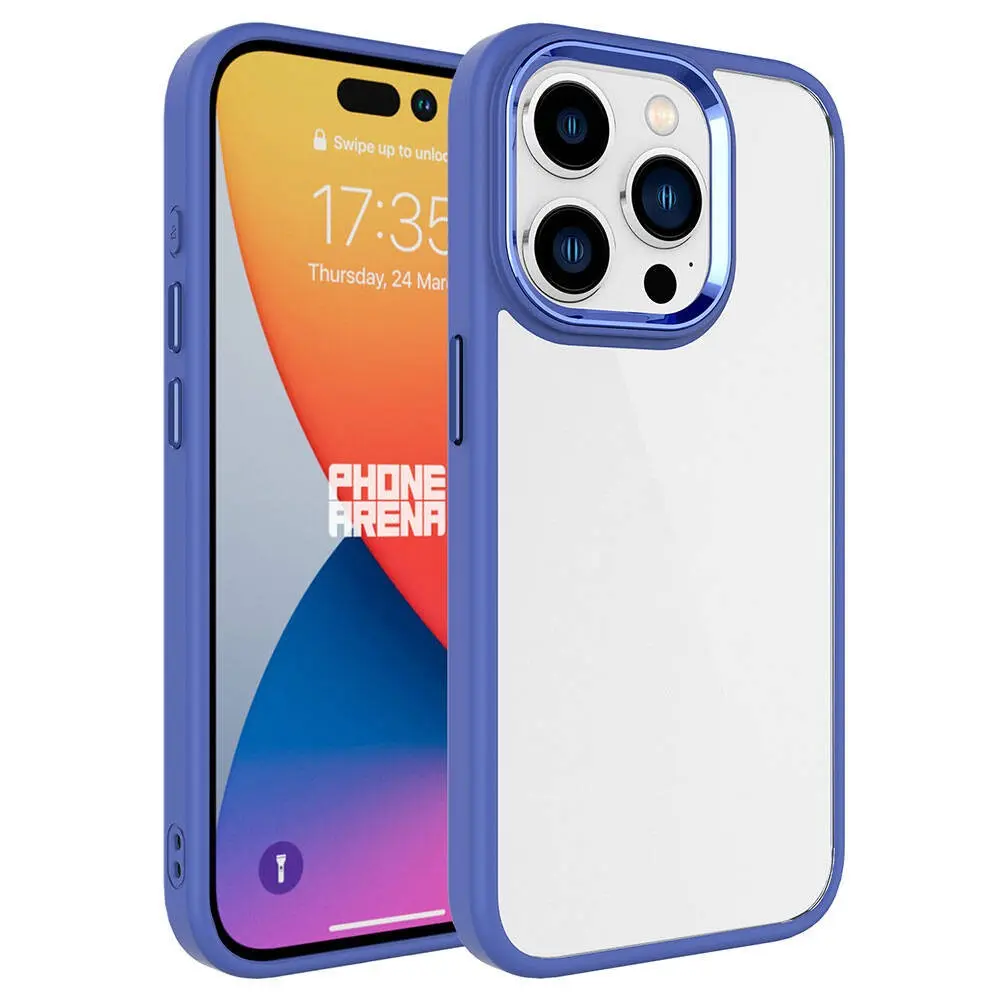 iPhone 15 Pro Şeffaf Arka Yüzeyli Kılıf - Zore Krom Kapak