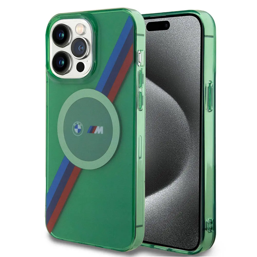 iPhone 15 Pro MagSafe Uyumlu Şeffaf Kılıf - BMW Tricolor Stripes