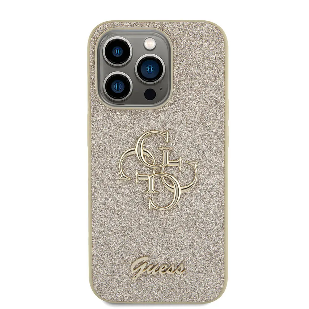 iPhone 15 Pro Kılıf, 4G Büyük Metal Logolu Glitter Kapak - Guess