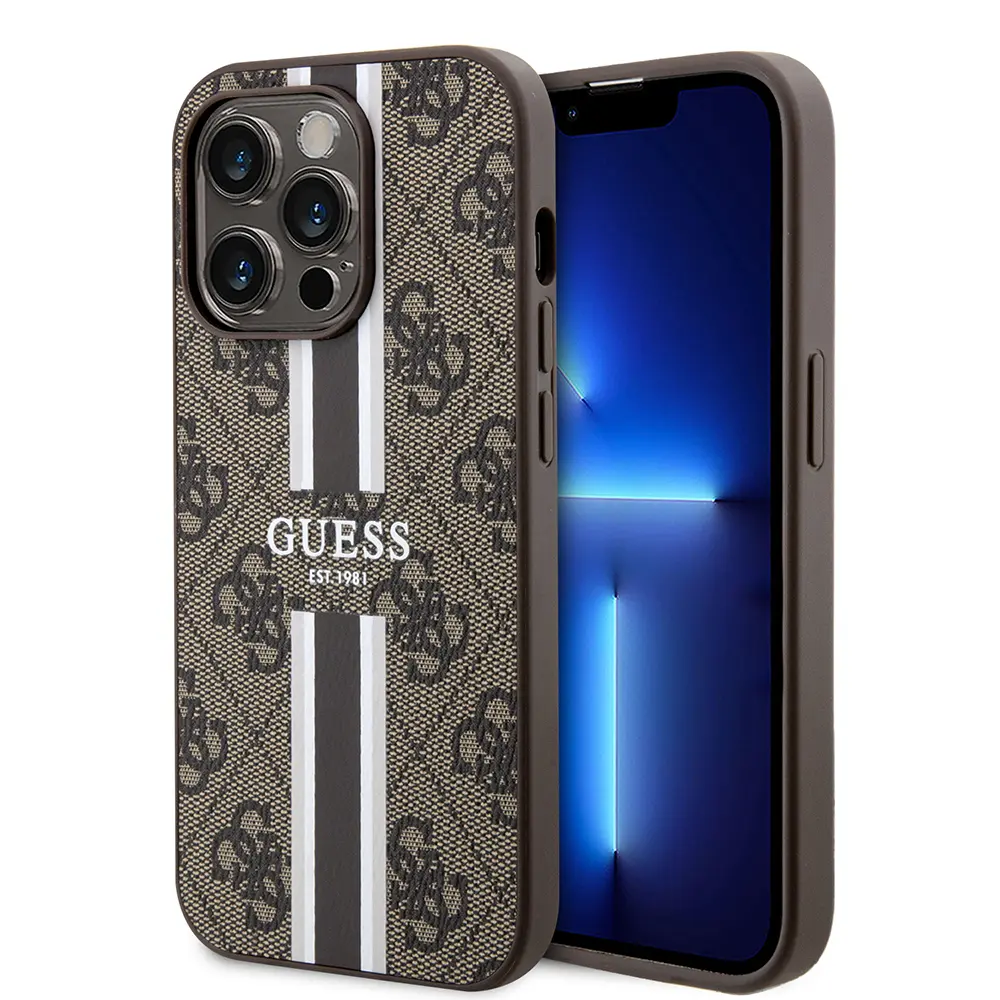 iPhone 15 Pro MagSafe Uyumlu 4G Şerit Tasarımlı Kılıf - Guess