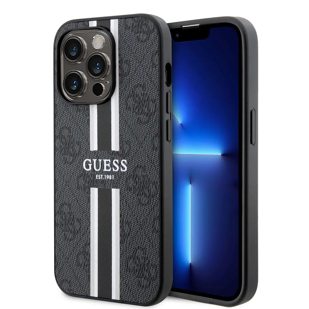 iPhone 15 Pro MagSafe Uyumlu 4G Şerit Tasarımlı Kılıf - Guess