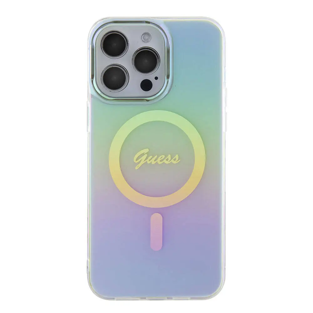 iPhone 15 Pro MagSafe Uyumlu Kılıf - Guess Iridescent Logolu