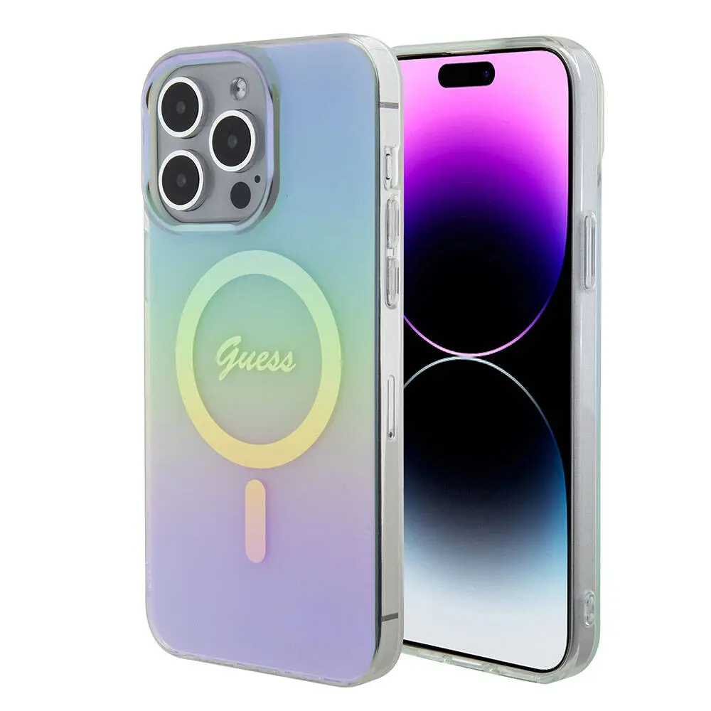 iPhone 15 Pro MagSafe Uyumlu Kılıf - Guess Iridescent Logolu