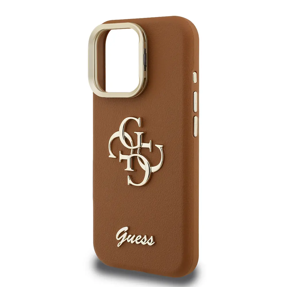 iPhone 15 Pro Kamera Standlı Lisanslı Kılıf - Guess Grained Yazı Logolu
