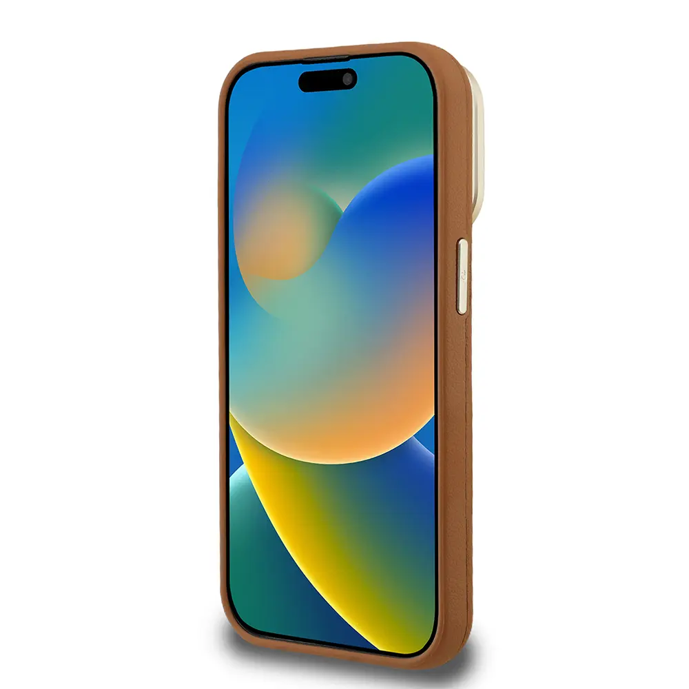 iPhone 15 Pro Kamera Standlı Lisanslı Kılıf - Guess Grained Yazı Logolu