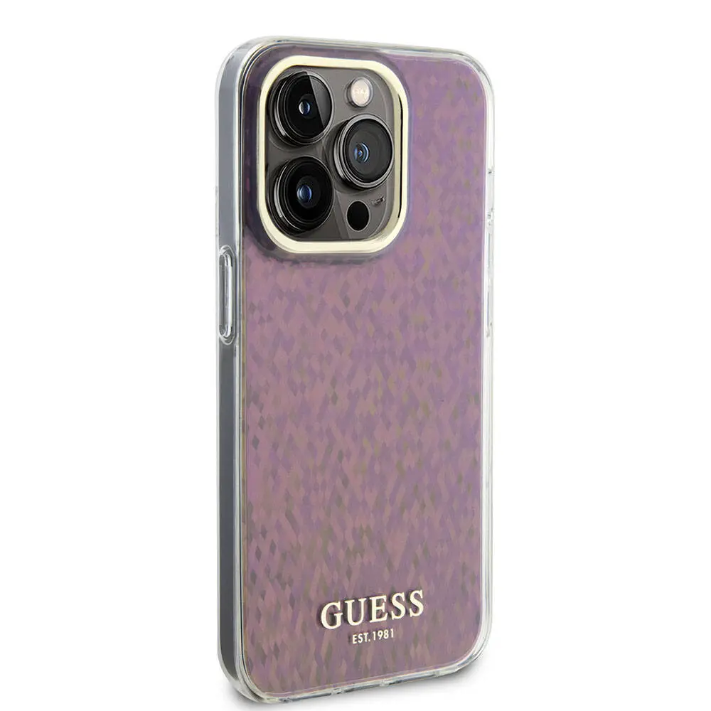 iPhone 15 Pro Guess Lisanslı Mirror Disco Yazı Logolu Kılıf