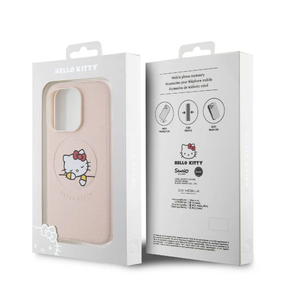 iPhone 15 Pro MagSafe Uyumlu Deri Kılıf - Hello Kitty Uyuyan Kitty